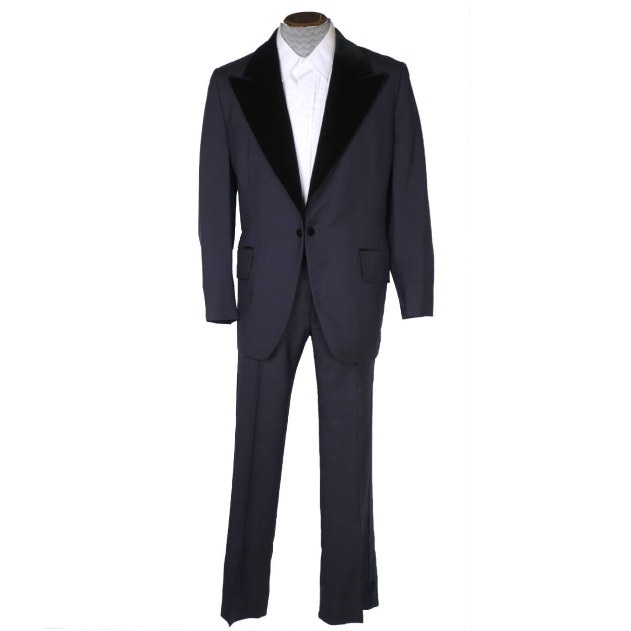 Vintage 1972 Mens Mohair Wool Tuxedo Suit Navy Blue Classy Formal Wear Size 42 - Poppy's Vintage Clothing