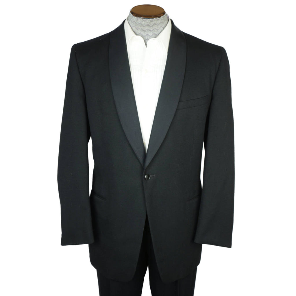 Vintage 60s Mens Formal Wear Tuxedo Wedding Suit Sz L 36” W - Poppy's Vintage Clothing