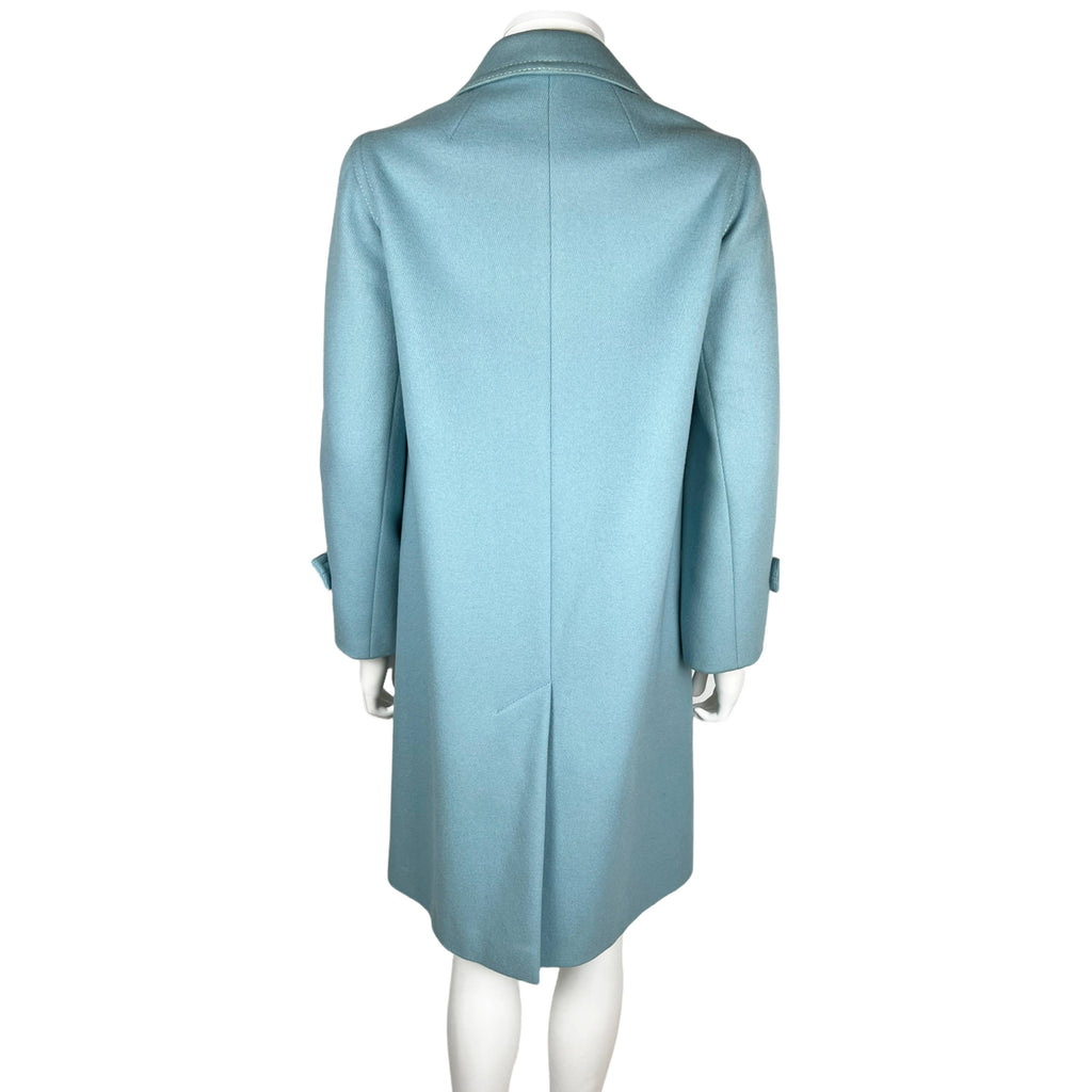 Vintage 1970s Blue Wool Coat Made in France Ladies M