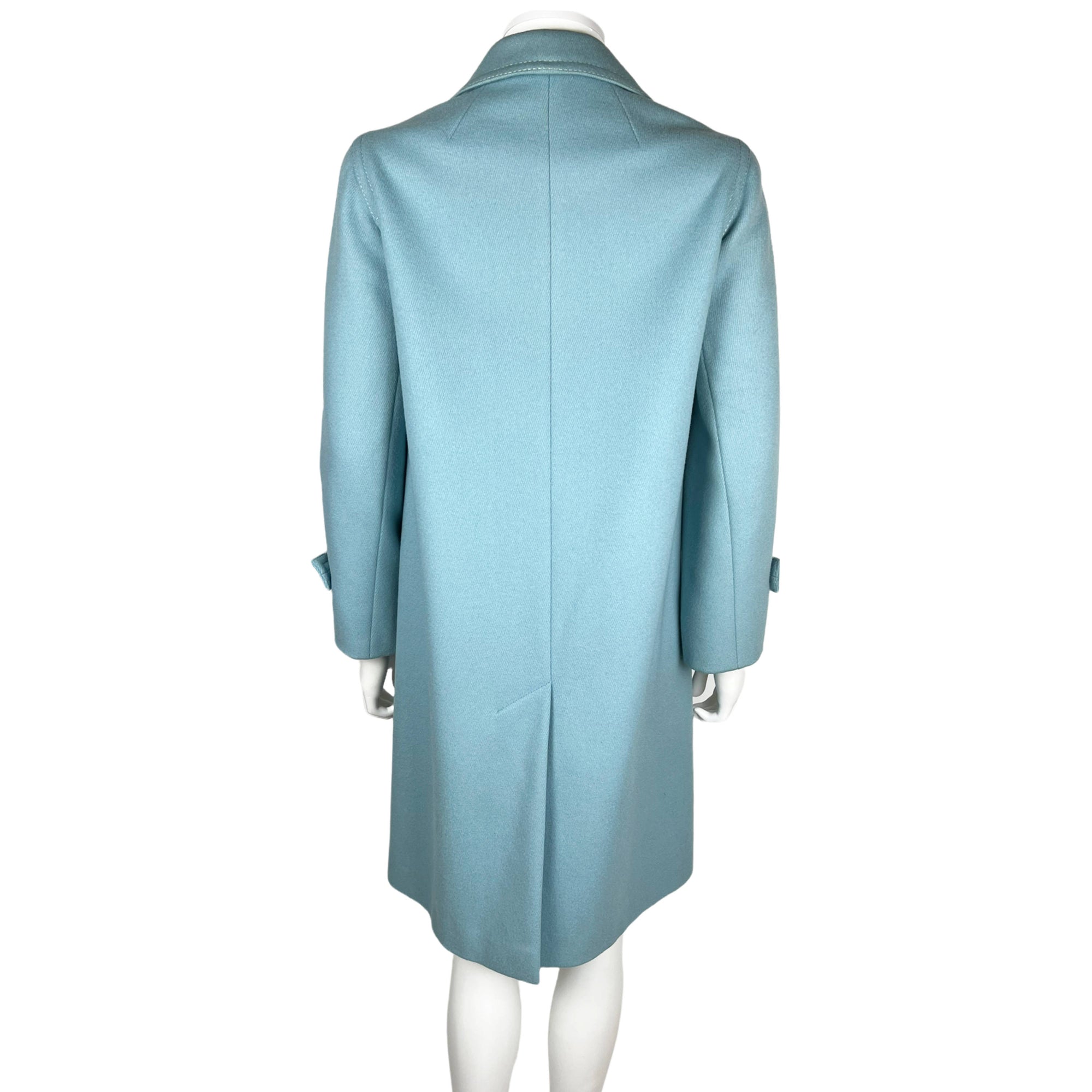 Vintage 1970s Blue Wool Coat Made in France Ladies M