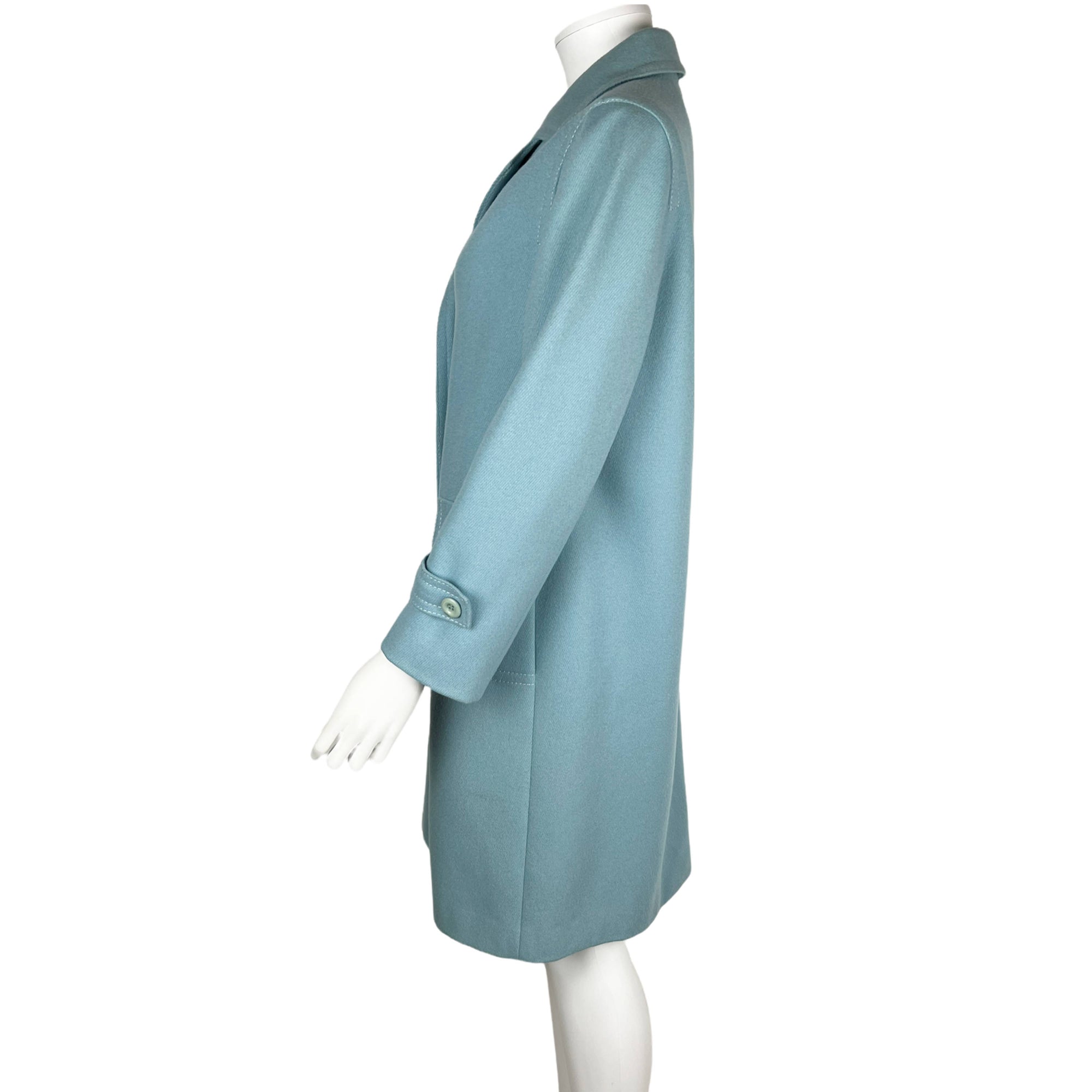 Vintage 1970s Blue Wool Coat Made in France Ladies M