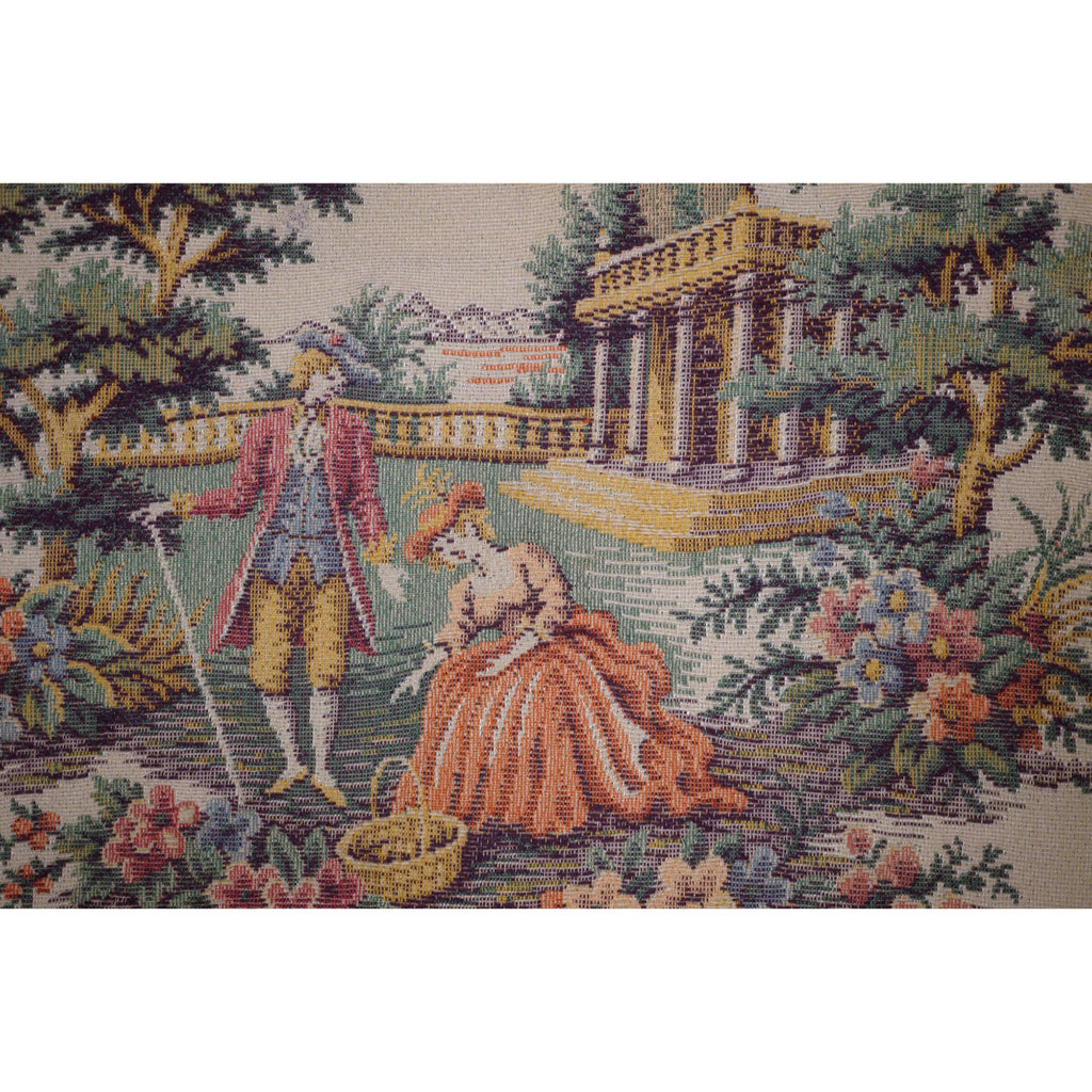 Vintage 1950s Tapestry Handbag Purse Colonial Courting Couple Scene - Poppy's Vintage Clothing