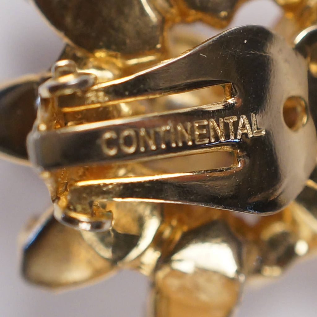 Vintage Continental Cabochon Rhinestone Brooch &amp; Earrings Demi Parure - Poppy's Vintage Clothing