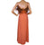 Vintage 1970s Disco Dress Coral Polyester with Ostrich Feather Trim Size M - Poppy's Vintage Clothing