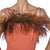 Vintage 1970s Disco Dress Coral Polyester with Ostrich Feather Trim Size M - Poppy's Vintage Clothing