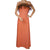 Vintage 1970s Disco Dress Coral Polyester with Ostrich Feather Trim Size M - Poppy's Vintage Clothing