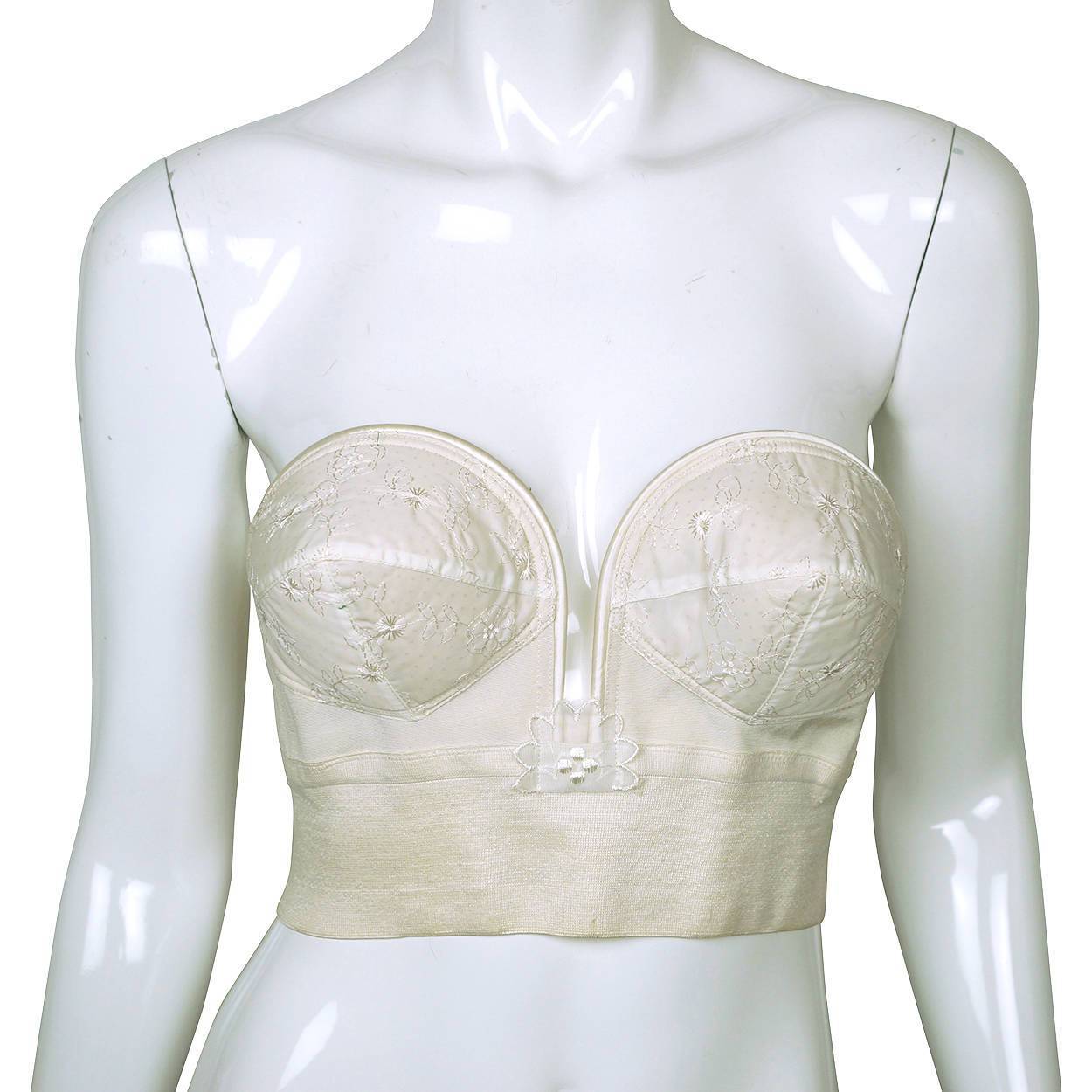 Vintage 1950s Strapless Dress Bullet Bra Corette Vanity Brassiere Montreal 34B - Poppy's Vintage Clothing