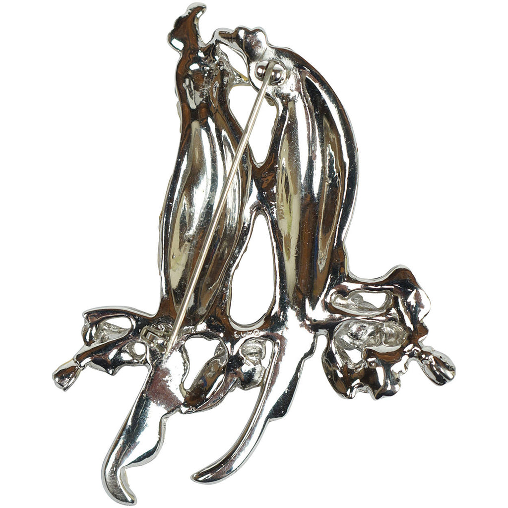 Vintage 1940s Coro Enamel Cockatoos Brooch w Rhinestones Verrecchio Variation - Poppy's Vintage Clothing