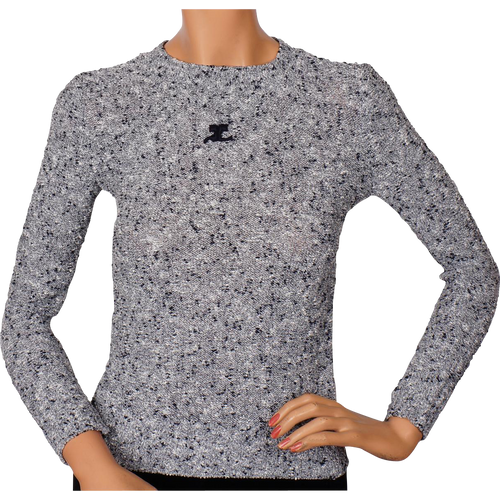 70s courrèges クレージュ Oldヴィンテージ リブニット 刺繍ロゴ Vintage 1970s Courreges Logo Sweater - Flecked Knit - Ladies Size