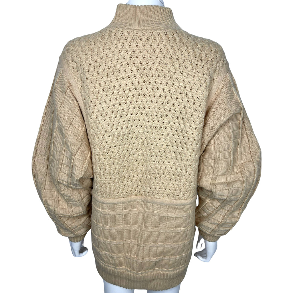 Vintage 1980s Courreges Sweater Jacket Made in France Beige