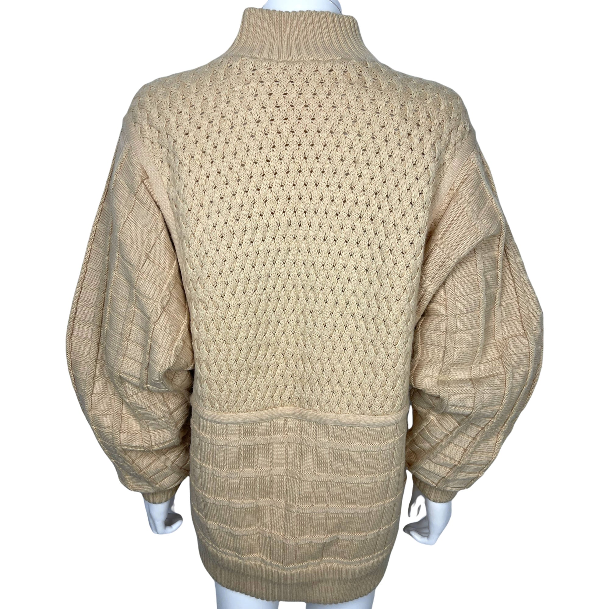 Vintage 1980s Courreges Sweater Jacket Made in France Beige