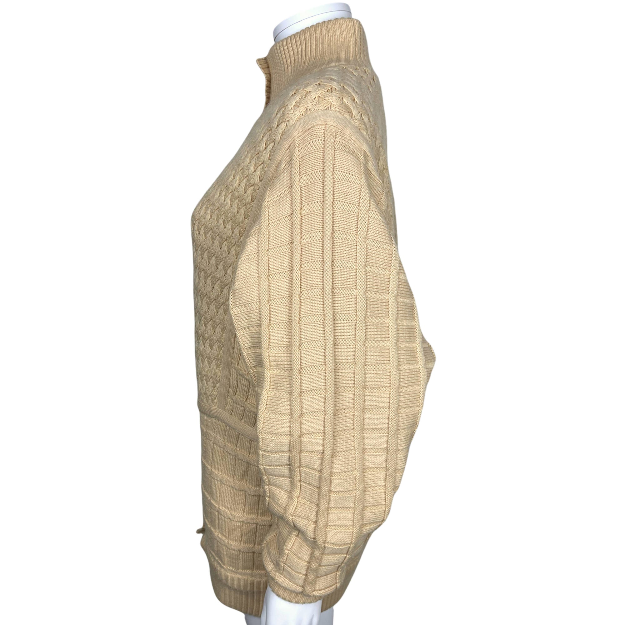 Vintage 1980s Courreges Sweater Jacket Made in France Beige