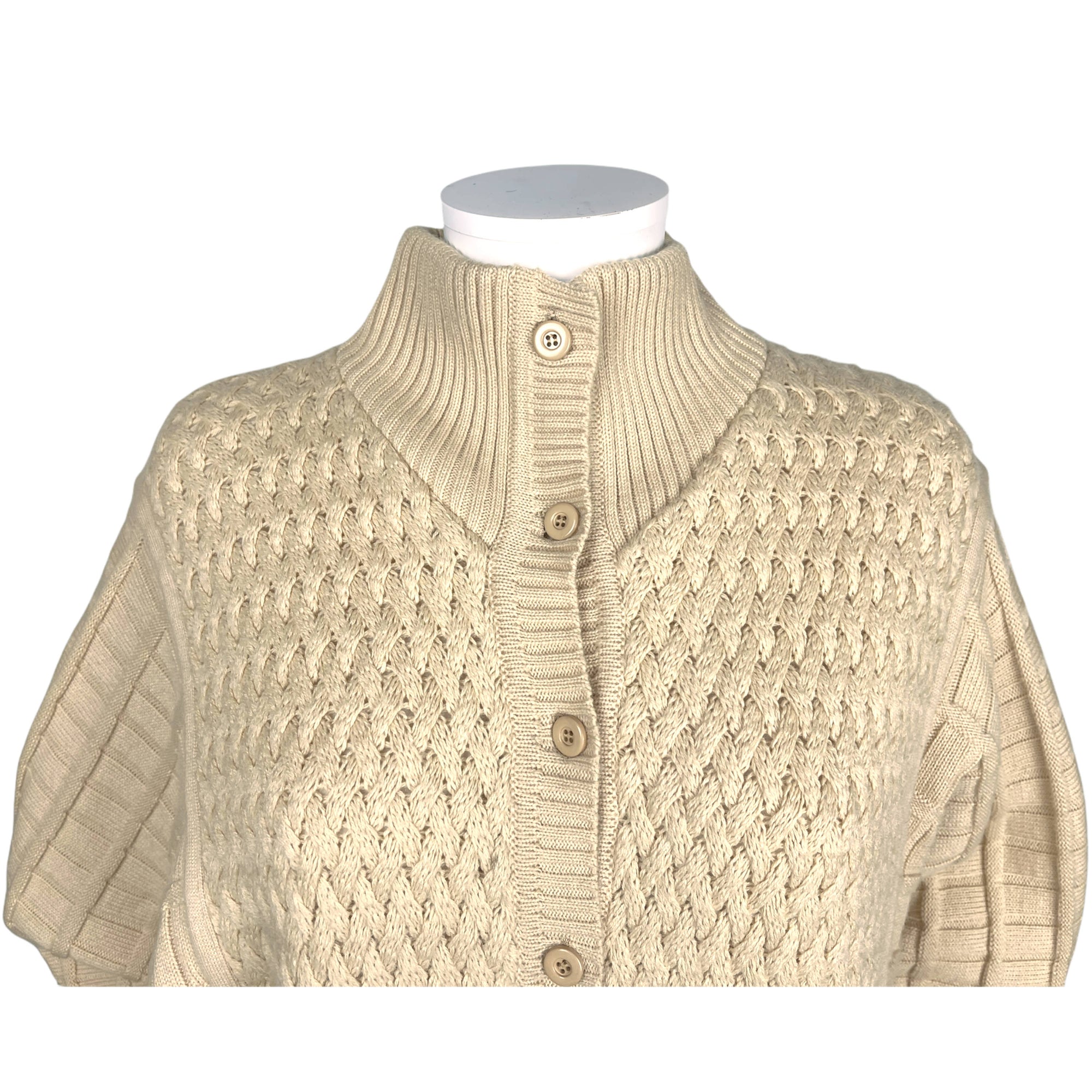 Vintage 1980s Courreges Sweater Jacket Made in France Beige