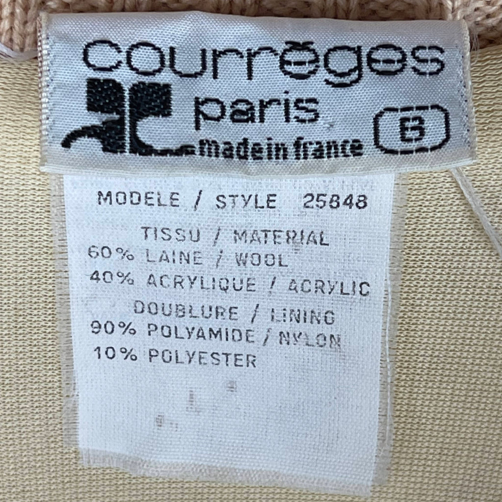 Vintage 1980s Courreges Sweater Jacket Made in France Beige