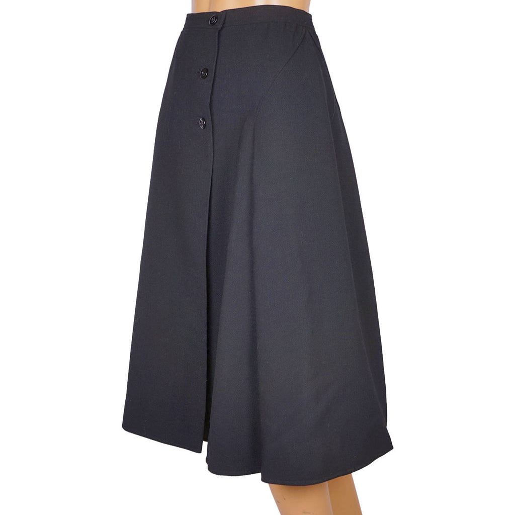 Vintage 1970s Courreges Skirt Black Wool Size 0 27” Waist - Poppy's Vintage Clothing