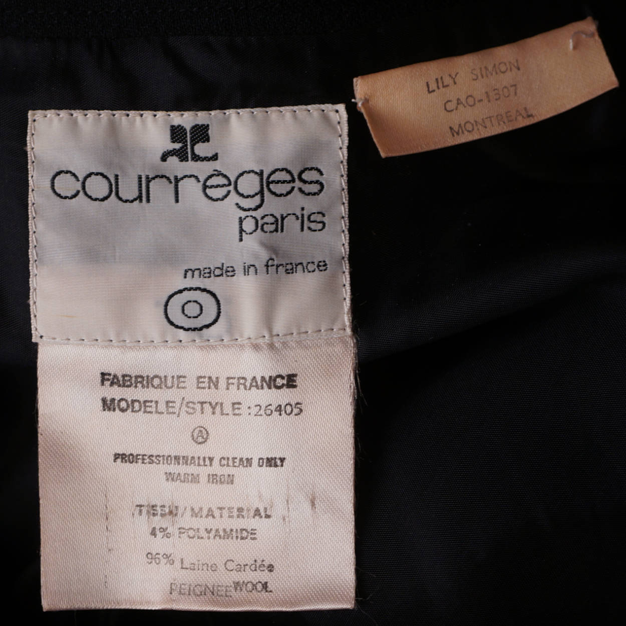 Vintage 1970s Courreges Skirt Black Wool Size 0 27” Waist - Poppy's Vintage Clothing