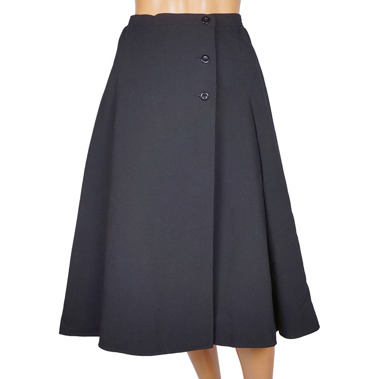 Vintage 1970s Courreges Skirt Black Wool Size 0 27” Waist - Poppy's Vintage Clothing