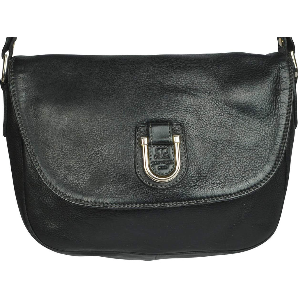 Vintage Courreges Black Leather Shoulder Bag 1980s - Poppy's Vintage Clothing