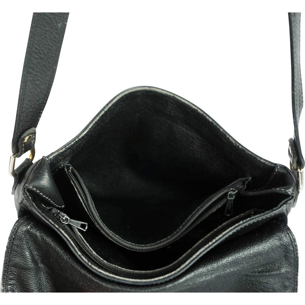 Vintage Courreges Black Leather Shoulder Bag 1980s - Poppy's Vintage Clothing