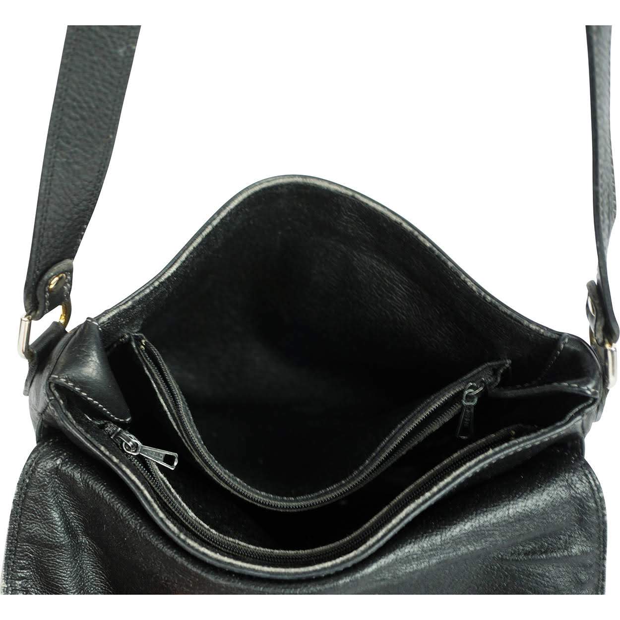 Vintage Courreges Black Leather Shoulder Bag 1980s - Poppy's Vintage Clothing