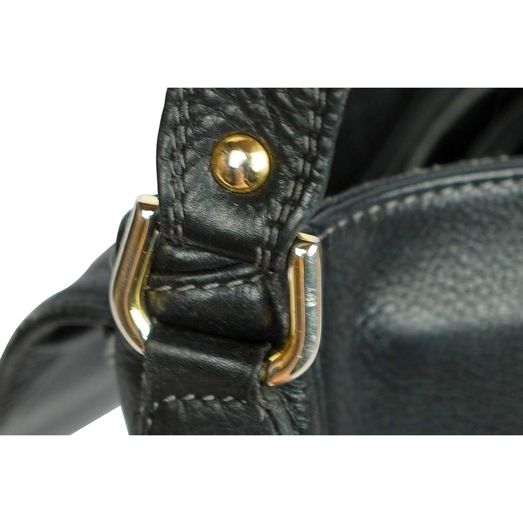 Vintage Courreges Black Leather Shoulder Bag 1980s - Poppy's Vintage Clothing