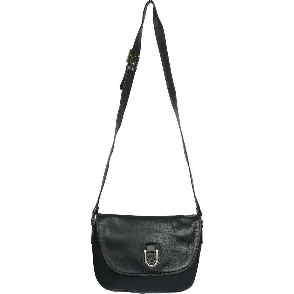 Vintage Courreges Black Leather Shoulder Bag 1980s - Poppy's Vintage Clothing