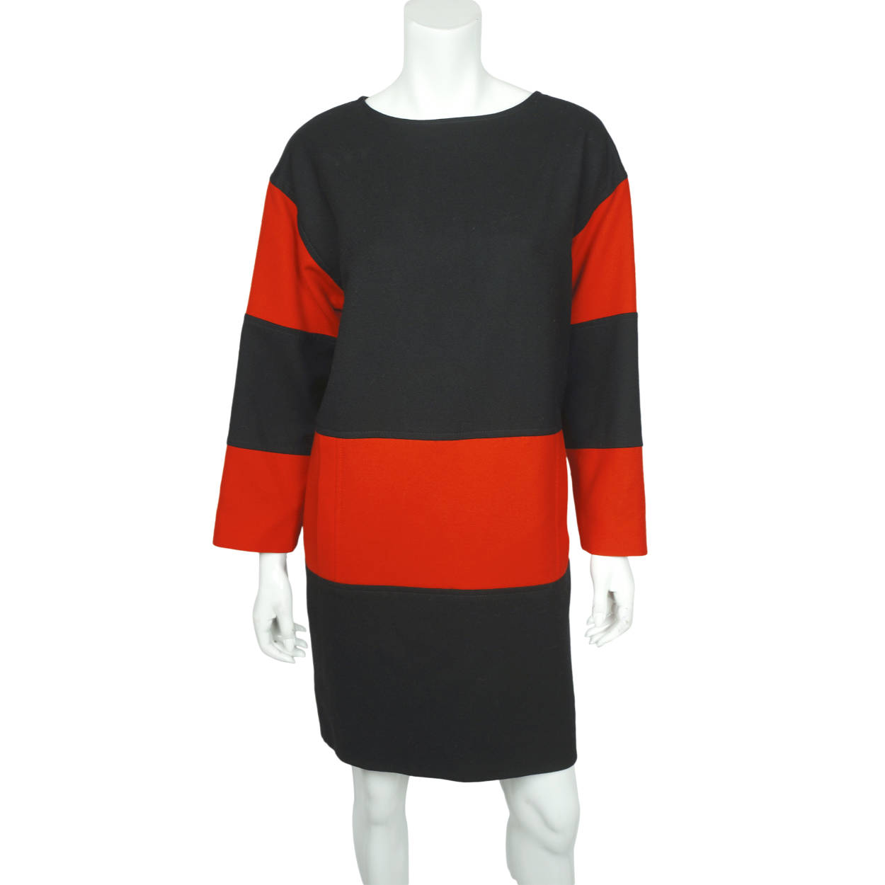 1980s Vintage Courreges Dress Red &amp; Black Colorblock Size 40 - Poppy's Vintage Clothing