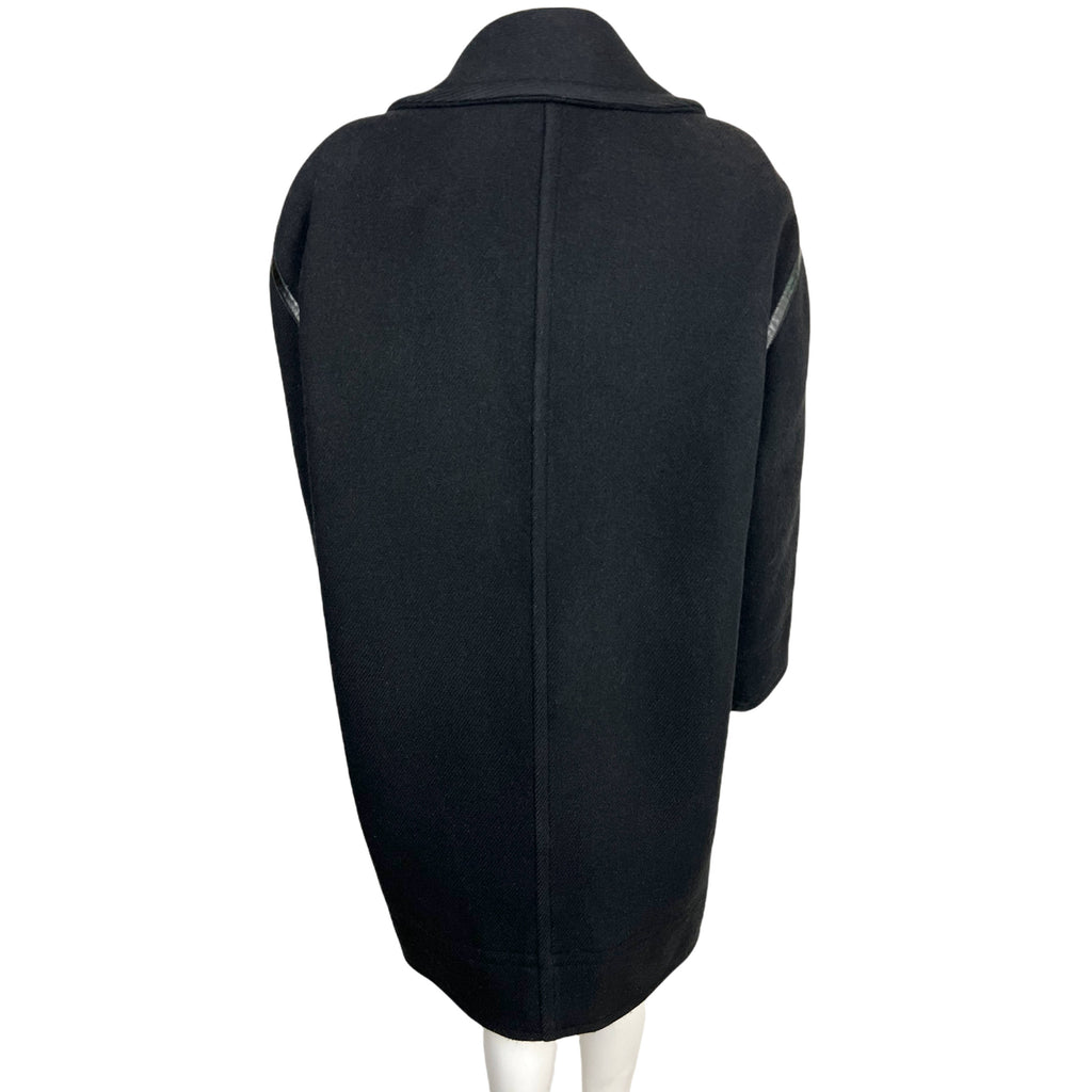Vintage 1970s Courreges Coat Black Wool France Ladies Size L