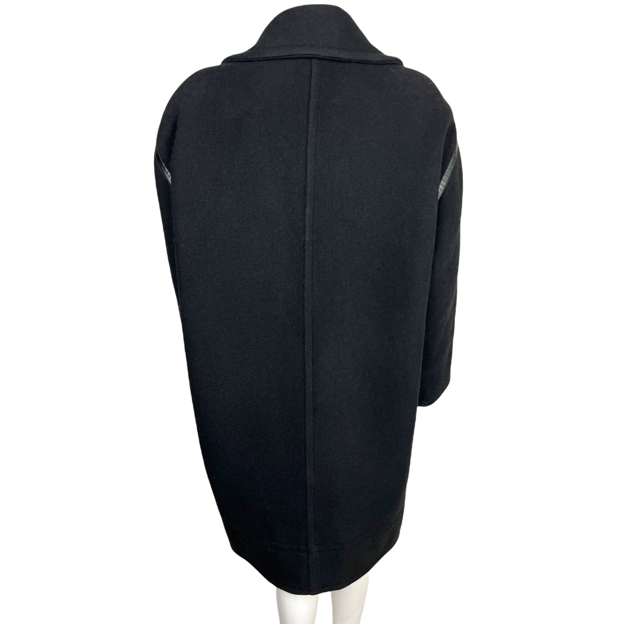 Vintage 1970s Courreges Coat Black Wool France Ladies Size L