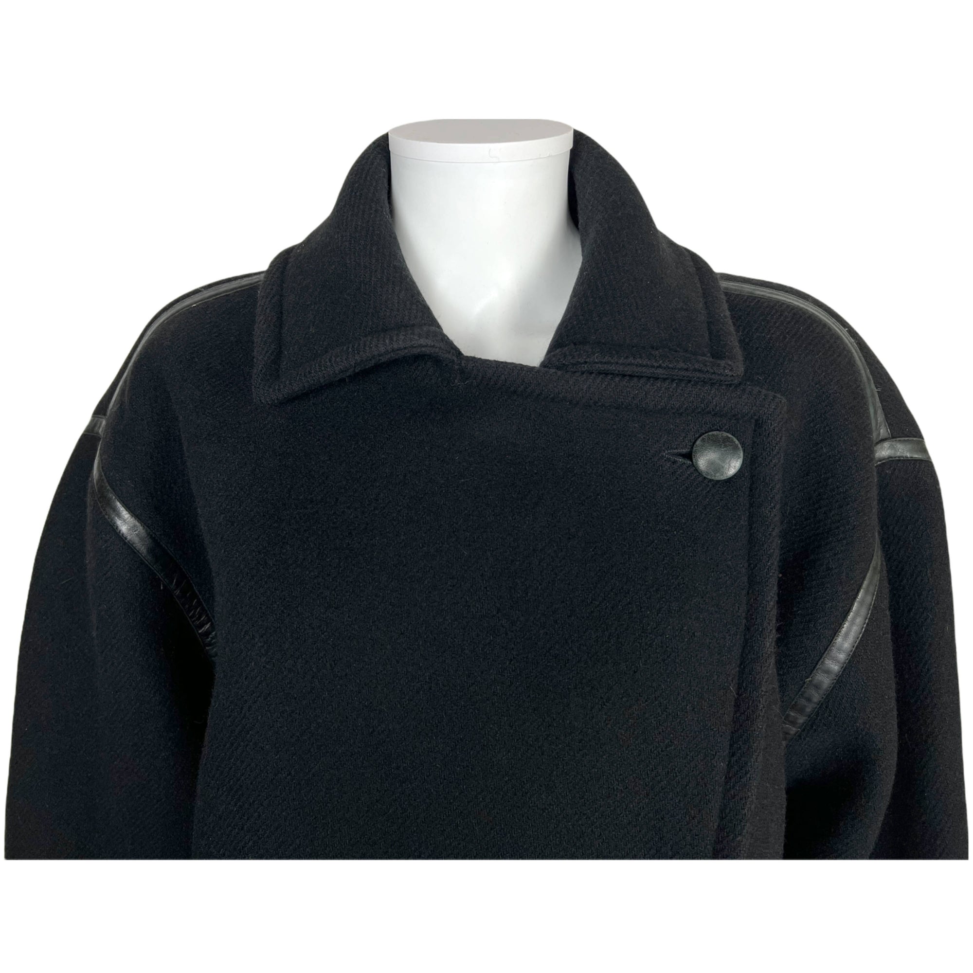 Vintage 1970s Courreges Coat Black Wool France Ladies Size L