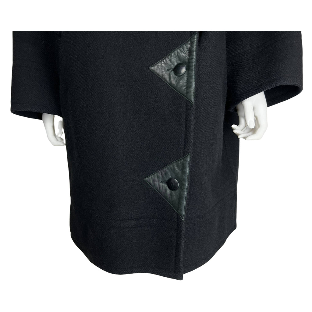 Vintage 1970s Courreges Coat Black Wool France Ladies Size L