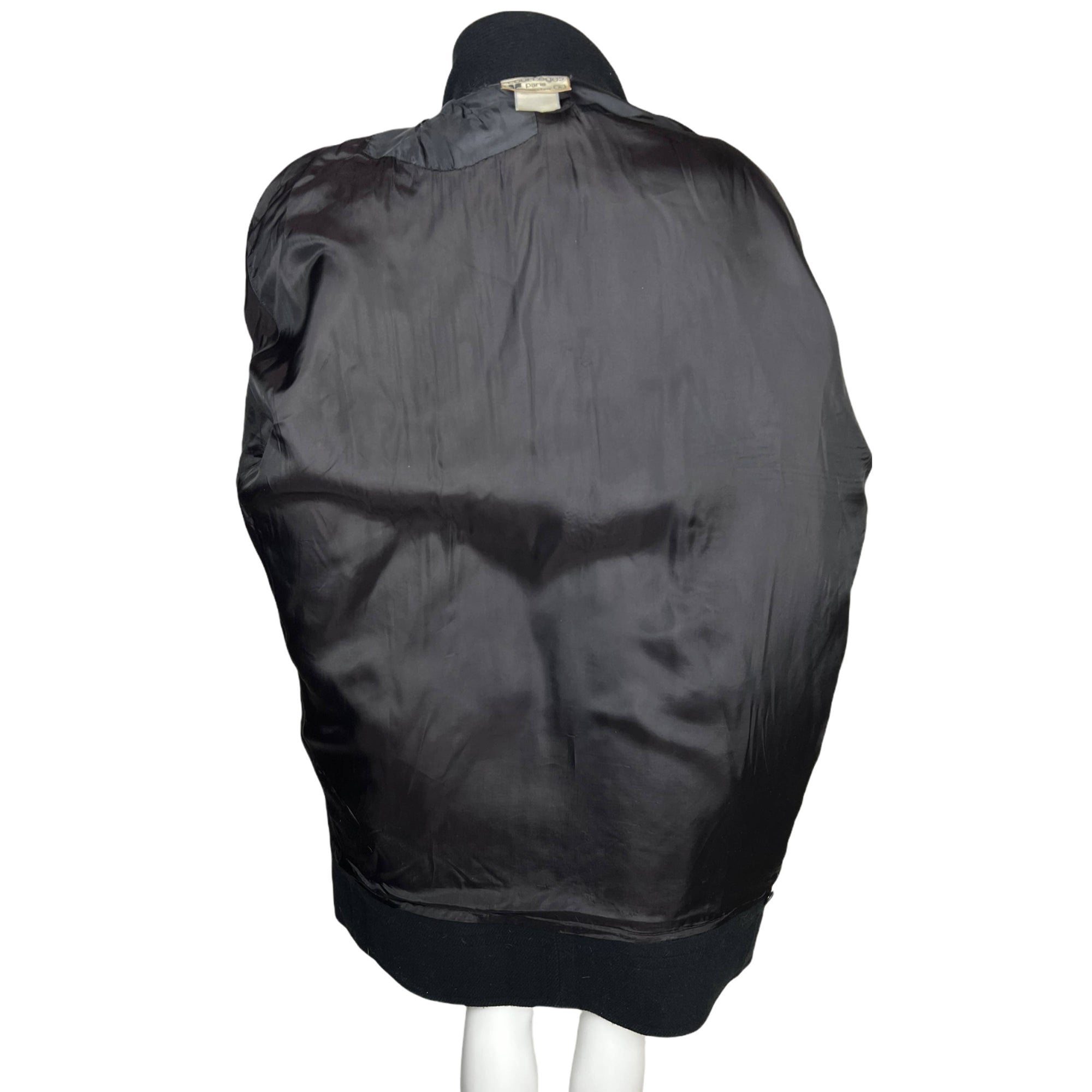 Vintage 1970s Courreges Coat Black Wool France Ladies Size L