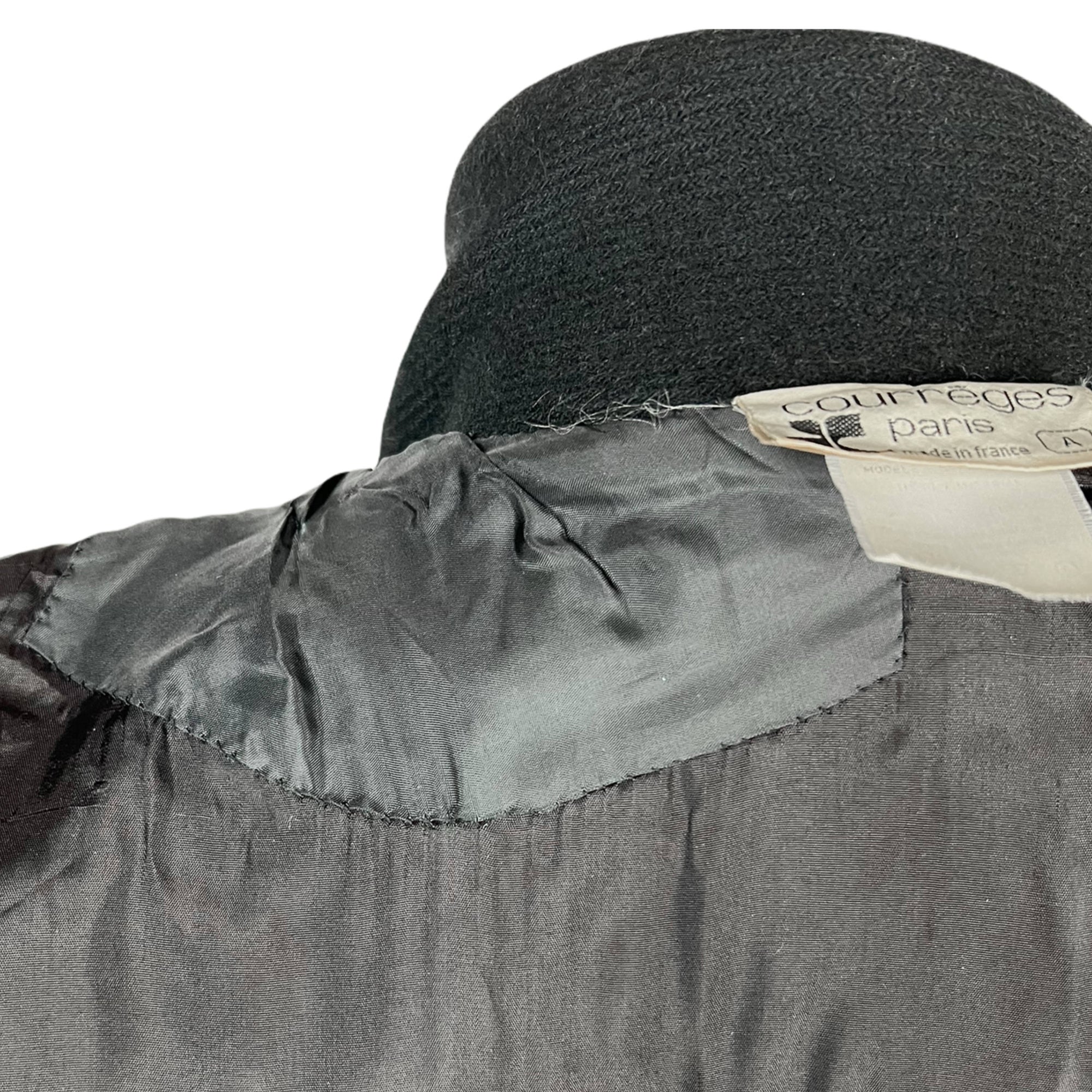 Vintage 1970s Courreges Coat Black Wool France Ladies Size L