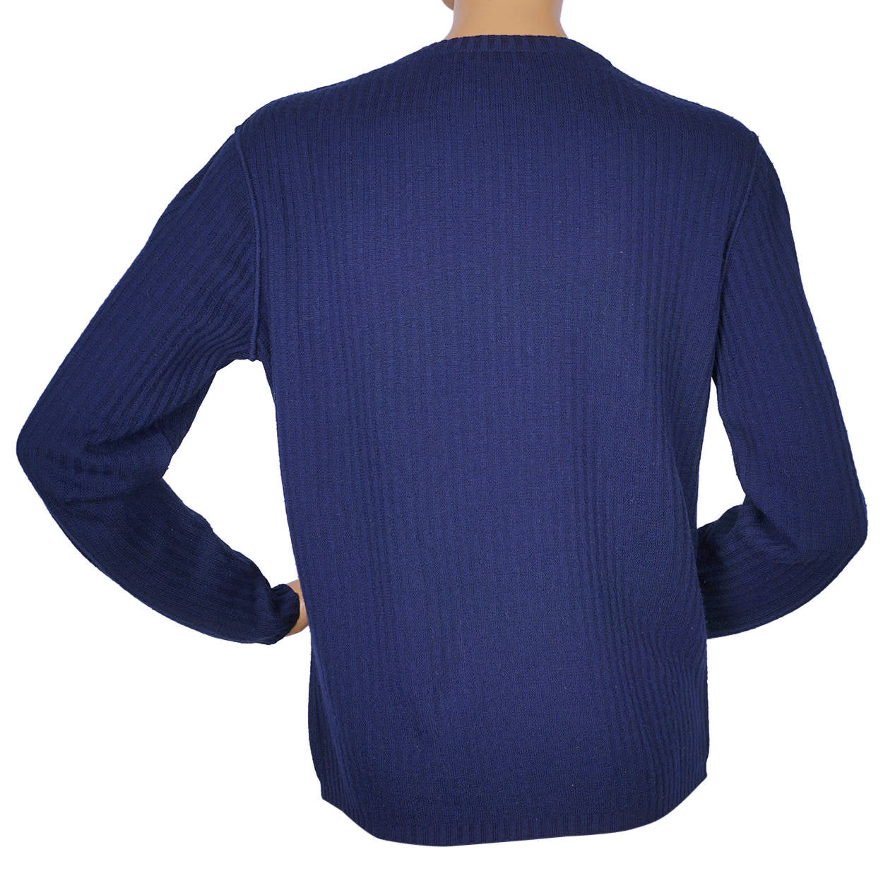 Vintage Courreges Blue Ribbed Knit Sweater 1970s Pullover Wool Blend Ladies M - Poppy's Vintage Clothing