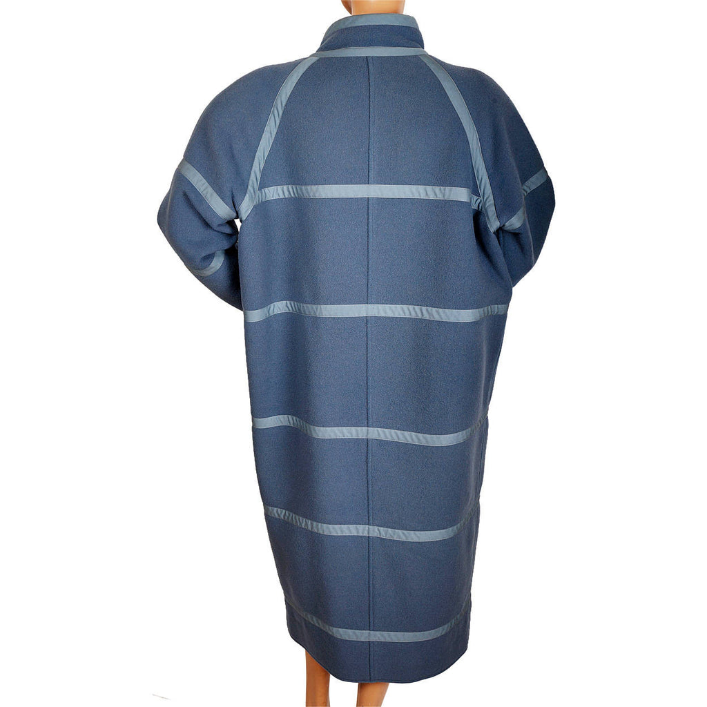 Vintage 1970s Courreges Paris Blue Wool Coat Made in France Ladies Size B - Poppy's Vintage Clothing