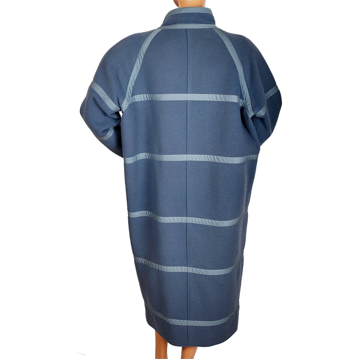 Vintage 1970s Courreges Paris Blue Wool Coat Made in France Ladies Size B - Poppy's Vintage Clothing