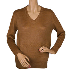 Vintage Courreges Paris Brown Knit Sweater1970s Pullover V Neck Ladies Size M - Poppy's Vintage Clothing