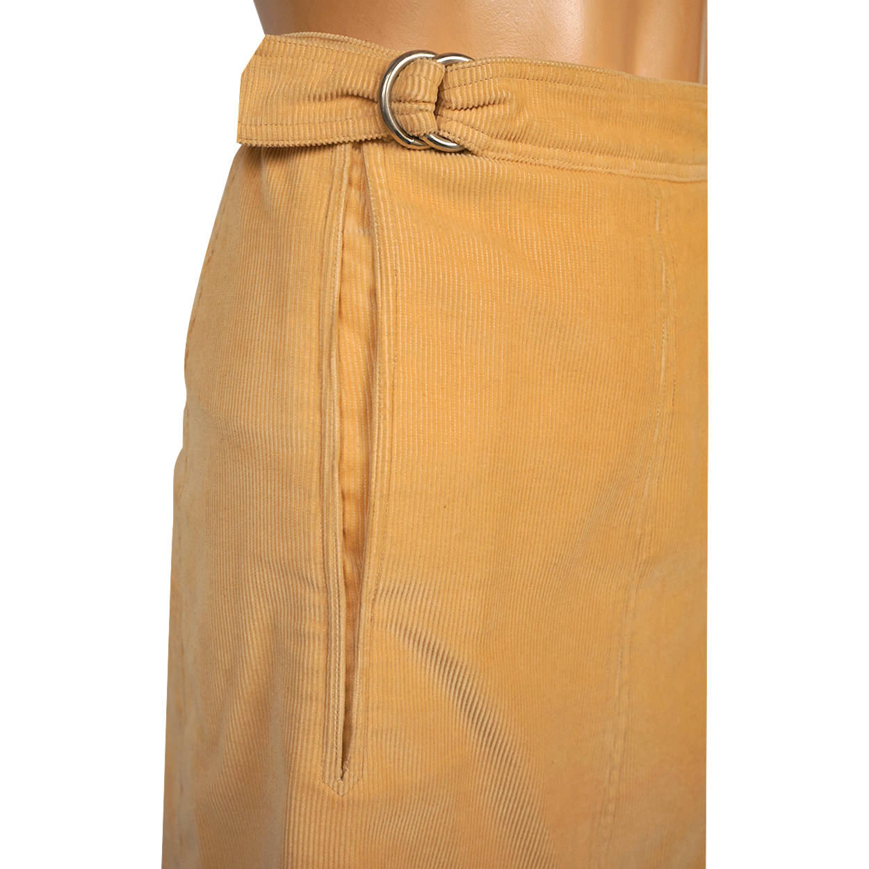 Vintage 1970s Courreges Paris Corduroy Skirt Sand Coloured Cotton Size 00 Small - Poppy's Vintage Clothing