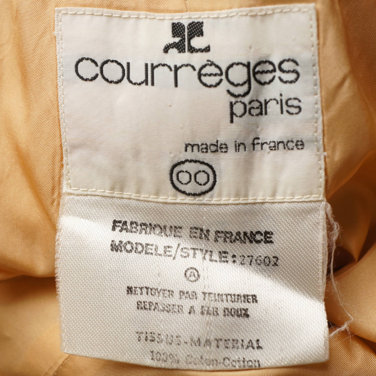 Vintage 1970s Courreges Paris Corduroy Skirt Sand Coloured Cotton Size 00 Small - Poppy's Vintage Clothing