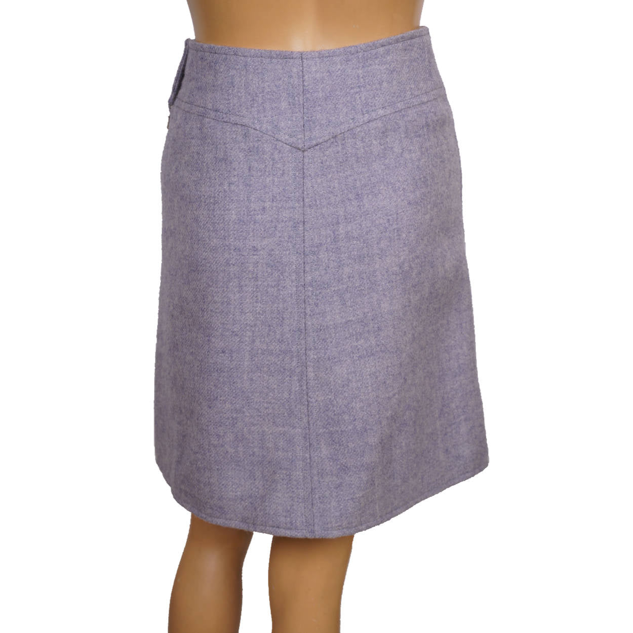 Vintage 1970s Courreges Paris Lavender Blue Wool Mini Skirt - Couture Future - Poppy's Vintage Clothing