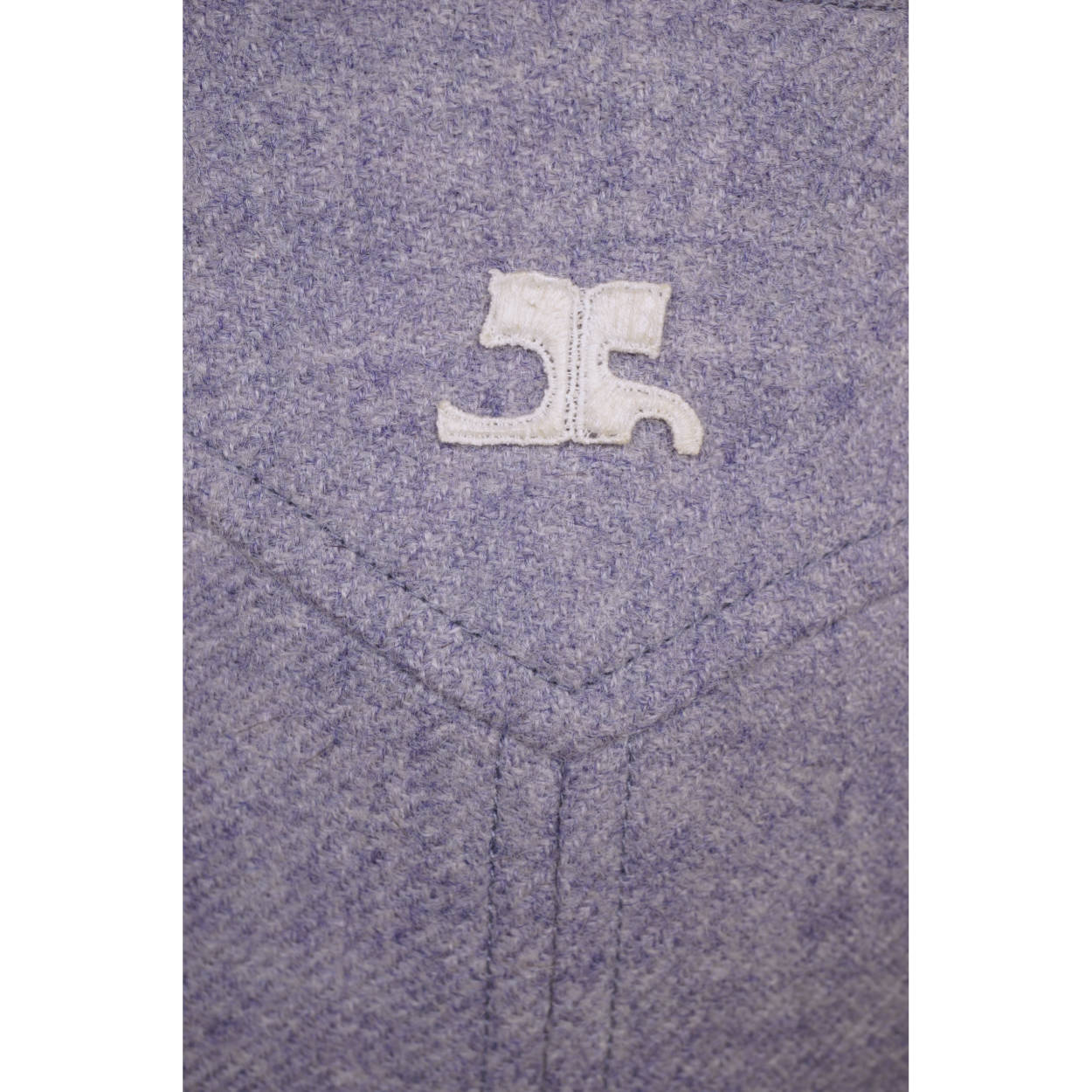 Vintage 1970s Courreges Paris Lavender Blue Wool Mini Skirt - Couture Future - Poppy's Vintage Clothing