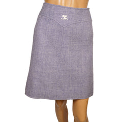 Vintage 1970s Courreges Paris Lavender Blue Wool Mini Skirt - Couture Future - Poppy's Vintage Clothing