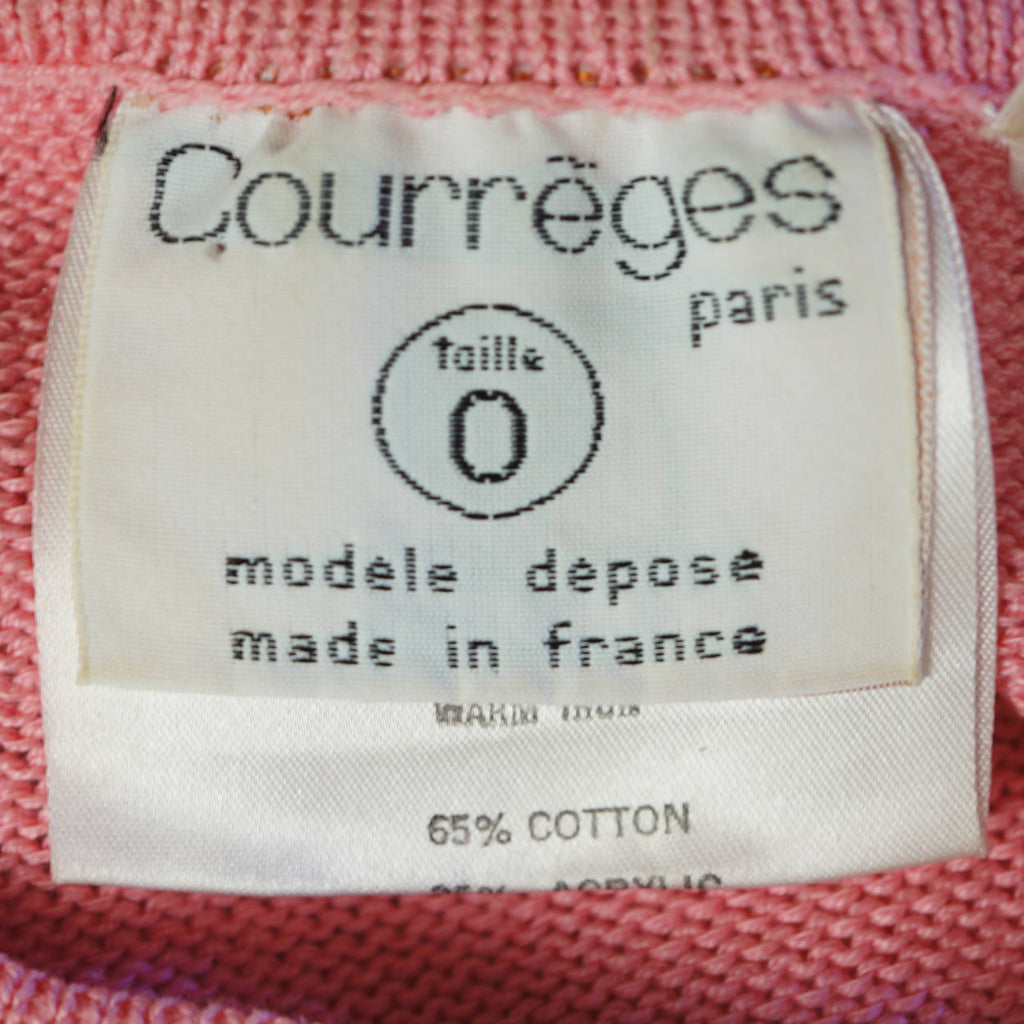 Vintage 1970s Courreges Shell Top Pink Cotton Acrylic Blend Knit Size S - Poppy's Vintage Clothing