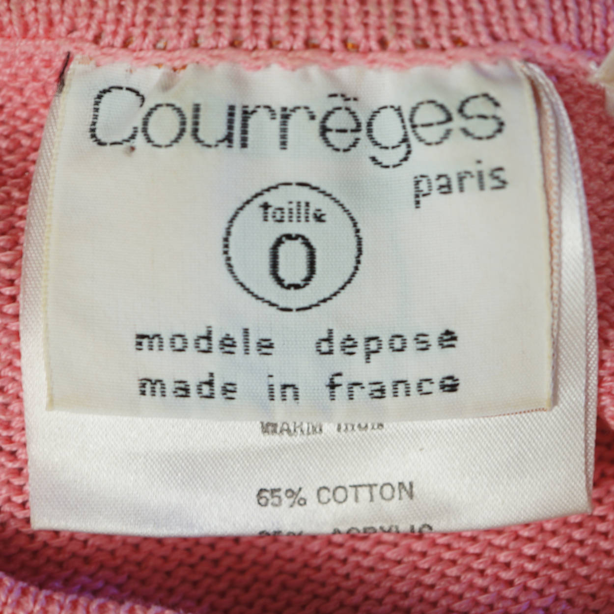 Vintage 1970s Courreges Shell Top Pink Cotton Acrylic Blend Knit Size S - Poppy's Vintage Clothing