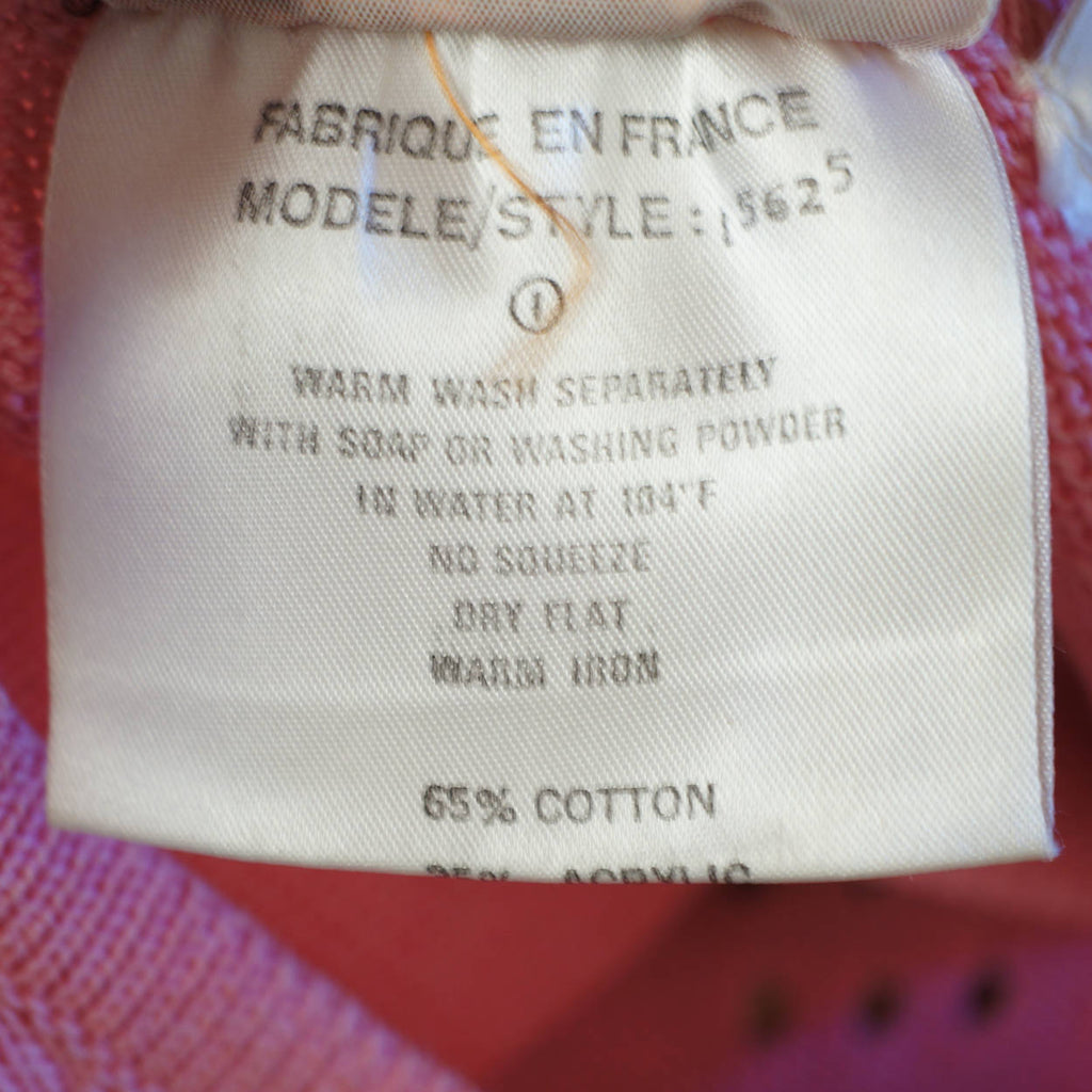 Vintage 1970s Courreges Shell Top Pink Cotton Acrylic Blend Knit Size S - Poppy's Vintage Clothing
