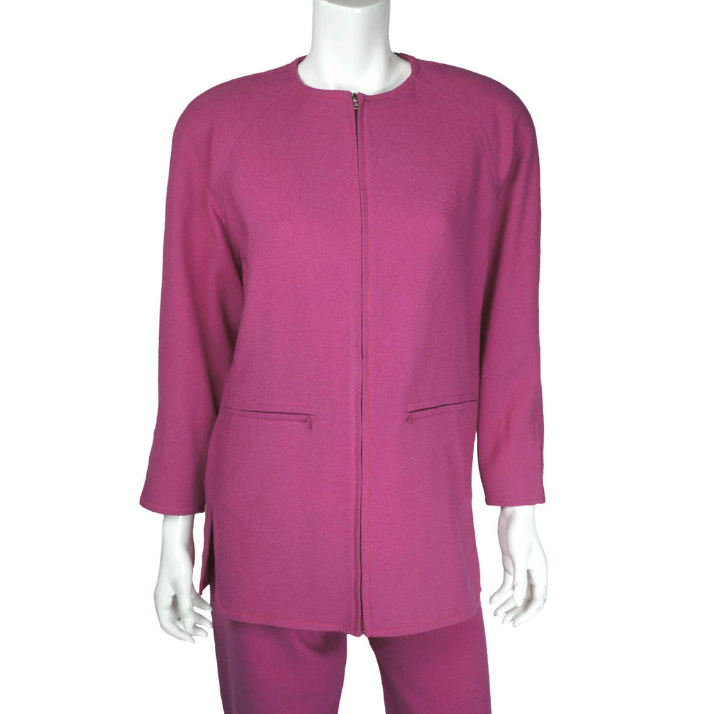 1980s Vintage Courreges Pant Suit Magenta Pink Size 44 - Poppy's Vintage Clothing