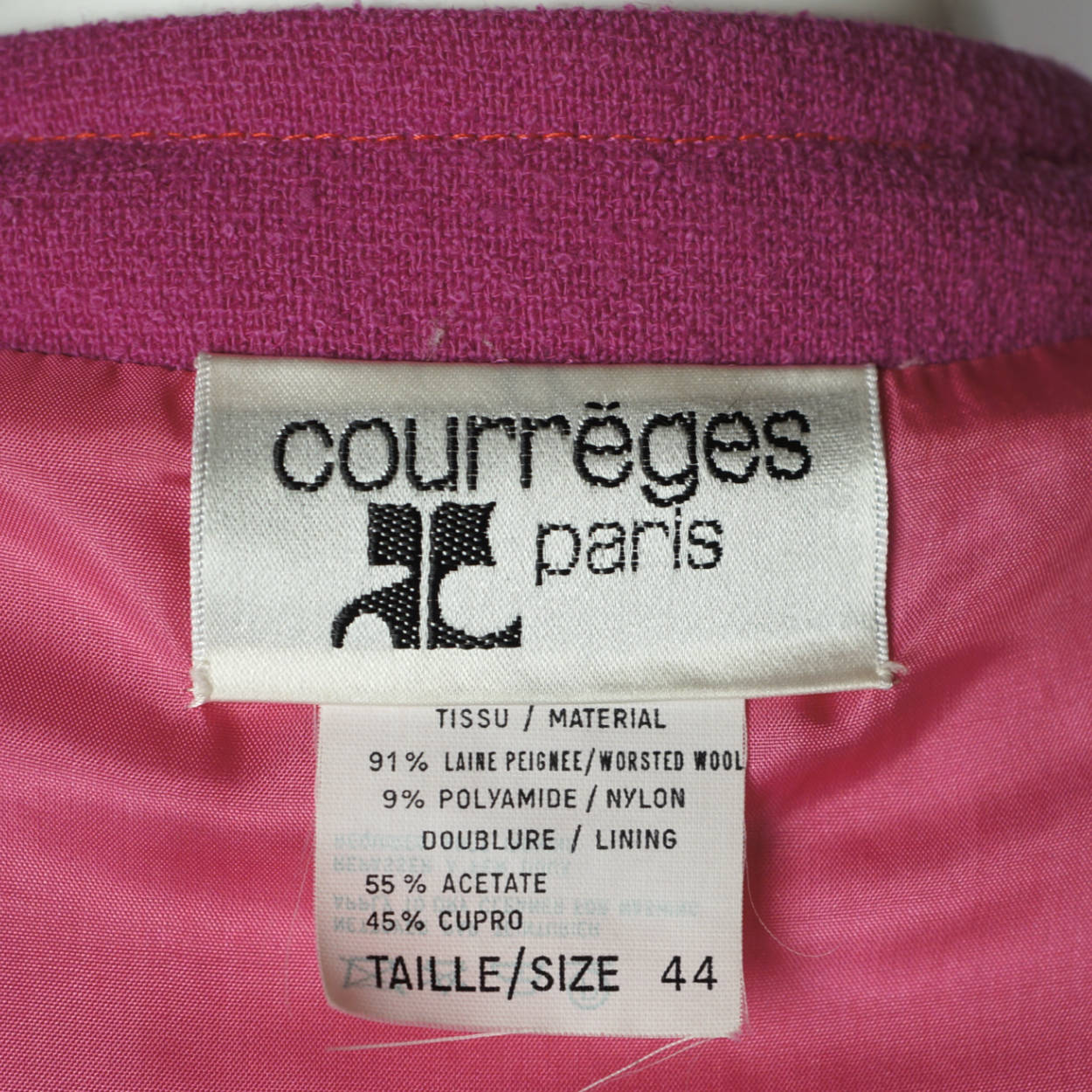 1980s Vintage Courreges Pant Suit Magenta Pink Size 44 - Poppy's Vintage Clothing