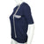 Vintage 1970s Courreges Paris Logo Sweater Top Blue Cotton Acrylic Blend Knit S - Poppy's Vintage Clothing
