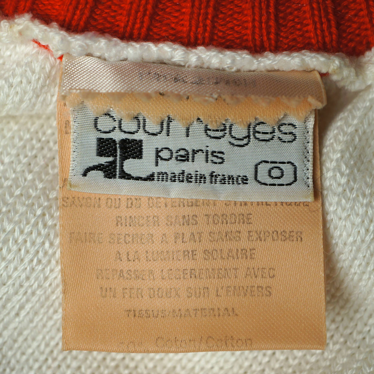 Vintage 70s Courreges Paris Intarsia Sweater Red White Sz S - Poppy's Vintage Clothing