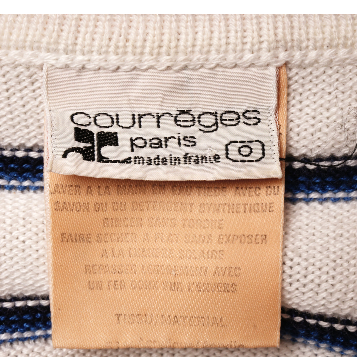Vintage 1970s Courreges Striped White Pullover Sweater Top Ladies Size S - Poppy's Vintage Clothing